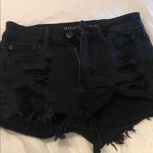 Black denim shorts